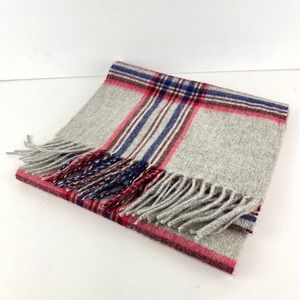 Uniqlo Cashmere Scarf Gray Plaid with Fringe